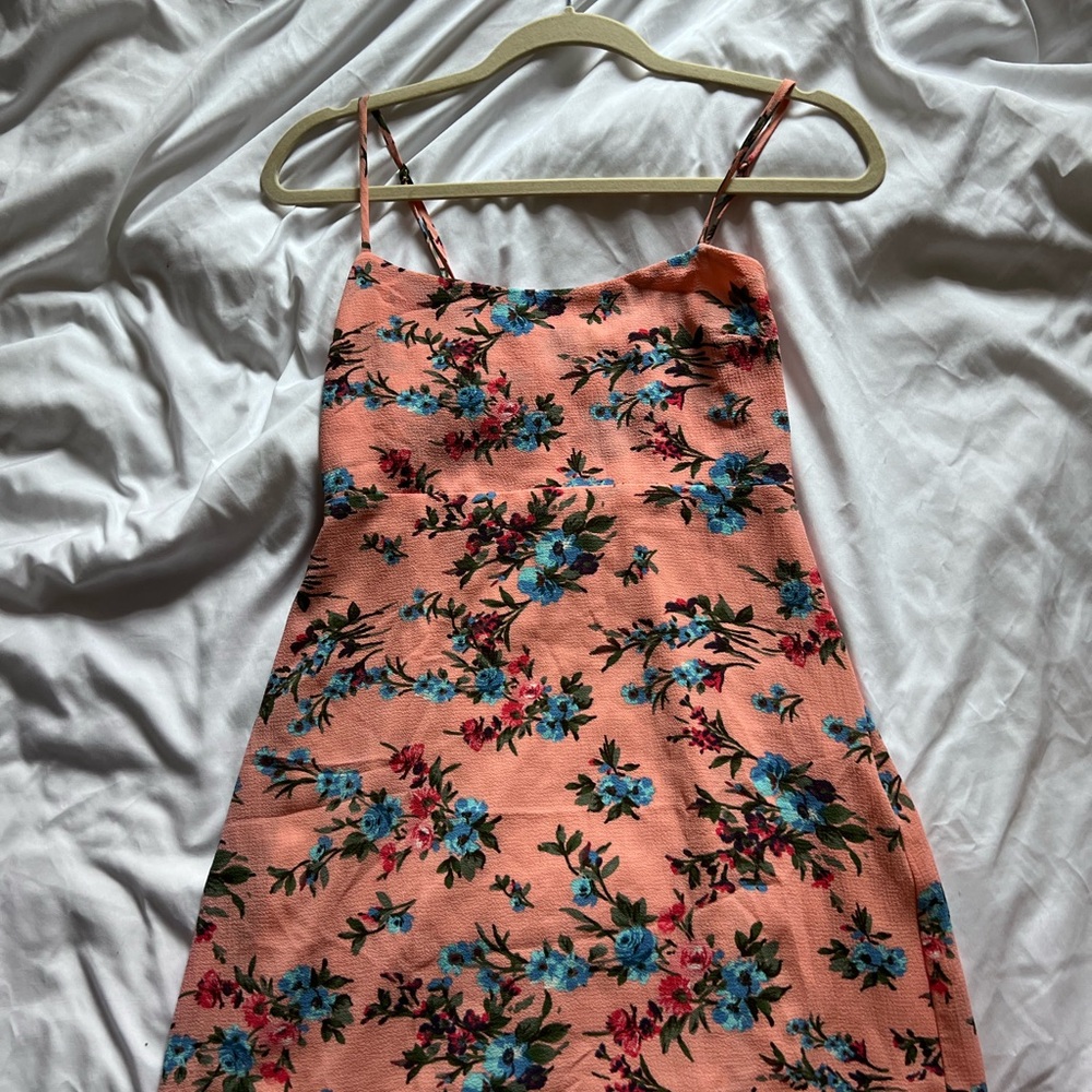 RESA Floral Mini Dress in Peach and Blue